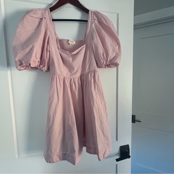 ANTHROPOLOGIE Pink Maeve Puff-Sleeve Smocked Mini Dress - Picture 17 of 17
